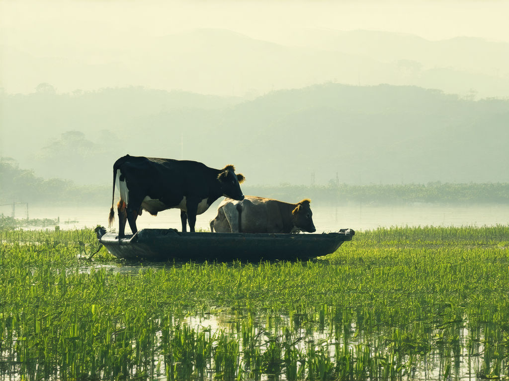 Cows on Floating Farms: Innovating for a Sustainable Tomorrow